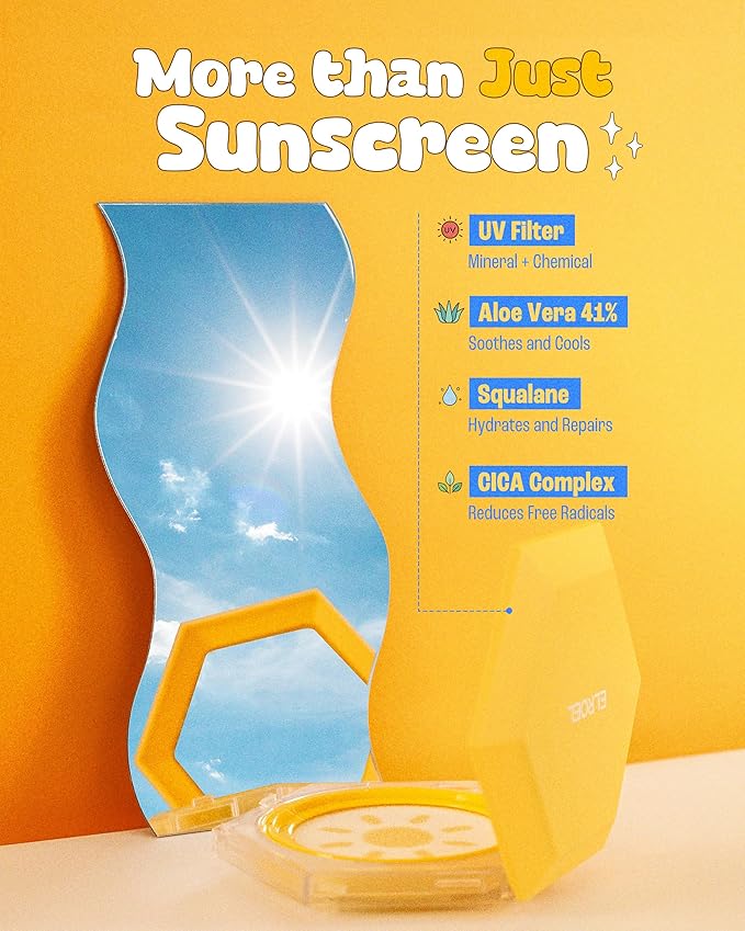 ELROEL Pang Pang Big Sun Cushion Plus Refill - Korean Hypoallergenic & Cooling Face Sunscreen with Puff Sponge - Broad Spectrum SPF50+ PA++++ (0.88 oz)