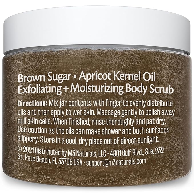 Brown Sugar Scrub Face Foot & Body Exfoliator Infused with Collagen and Stem Cell Exfoliating Salt Body Scrub for Toning Skin Cellulite Skin Care, 12oz by M3