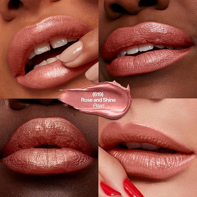 Revlon Super Lustrous Lipstick, Creamy Formula For Soft, Fuller-Looking Lips, Moisturized Feel, 619 Rose & Shine, 0.15 oz