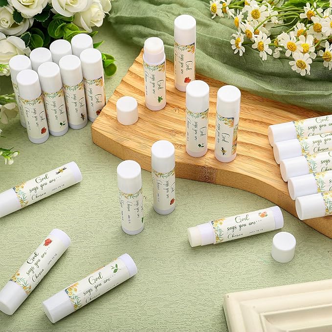 50 Pcs Christian Lip Balm Bulk Bible Verses Lip Balm Scripture Christian Gifts for Women Faith Religious Church Party Favor Inspirational Gift for Mother Teacher Nurse Employee Coworker (Fresh)