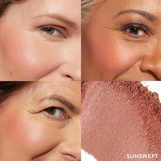 LAURA GELLER NEW YORK Baked Blush-n-Brighten for Mature Skin - 06 Sunswept - Powder Blush Won't Settle into Fine Lines - Buildable Natural Finish – Longlasting Formula - Made in Italy