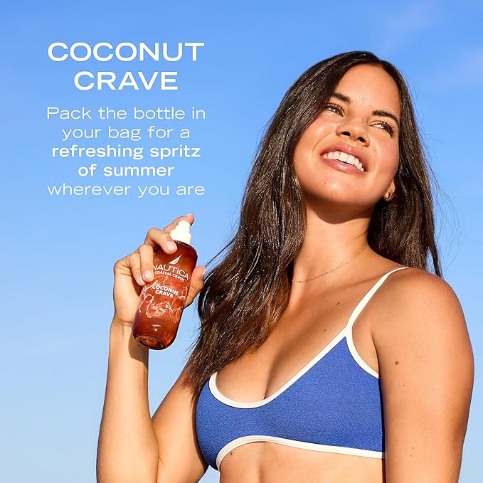 Nautica Coconut Crave, a Fruity Gourmand Hair & Body Mist for Women, Notes of Coconut, Apple and Cedarwood, Long Lasting, 8.0 fl oz