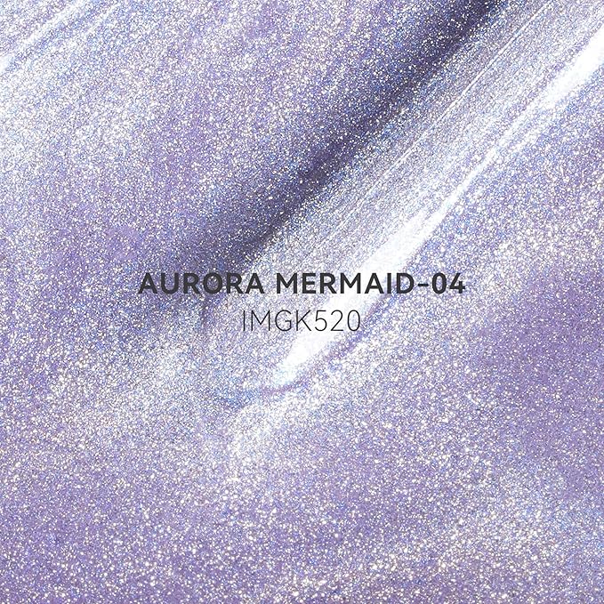 MAYCHAO 15ML Cat Eye Gel Nail Polish 1Pc Aurora Mermaid 04 Gel Polish with Magnet Soak off Holographic Magnetic Nail Polish for Nail Art Manicure Salon DIY at Home, 0.5 OZ