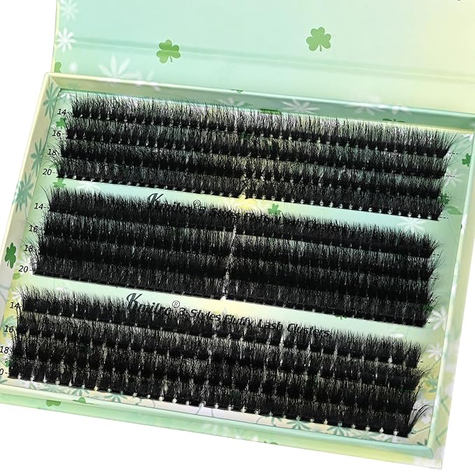 Thick Lash Clusters 14-20mm Fluffy Cluster Eyelash Extensions D Curl Volume Eyelash Clusters 480pcs Waterproof Wispy Individual Lashes Soft False Eyelashes DIY Lash Extension (180D+200D+240D)