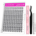 VEYESBEAUTY Flutter Lash Clusters Kit Individual Lash Extensions Eye-Catching Series DIY Dramatic Eyelash Wispy Faux Mink Lash Mixed Length Tray with Bond & Seal, Applicator at Home