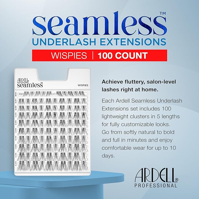 Ardell Seamless Underlash Extensions Wispies – Wispy Lash Clusters, Natural False Eyelashes Lash Extension, DIY Cluster Eyelash Extensions, 100 ct