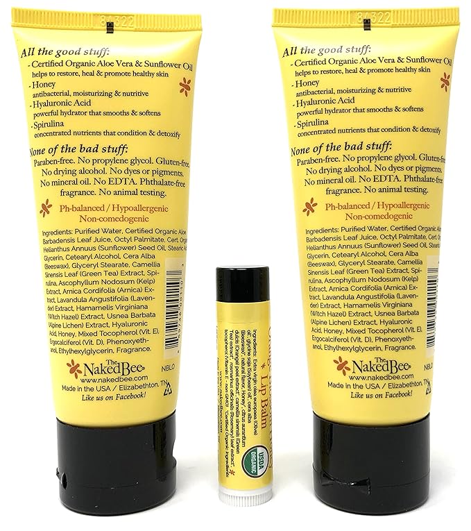 The Naked Bee Orange Blossom Honey Lotion and Lip Balm Set, Hydrating, Moisturizing, and Natural Skin Care Products Cruelty Free