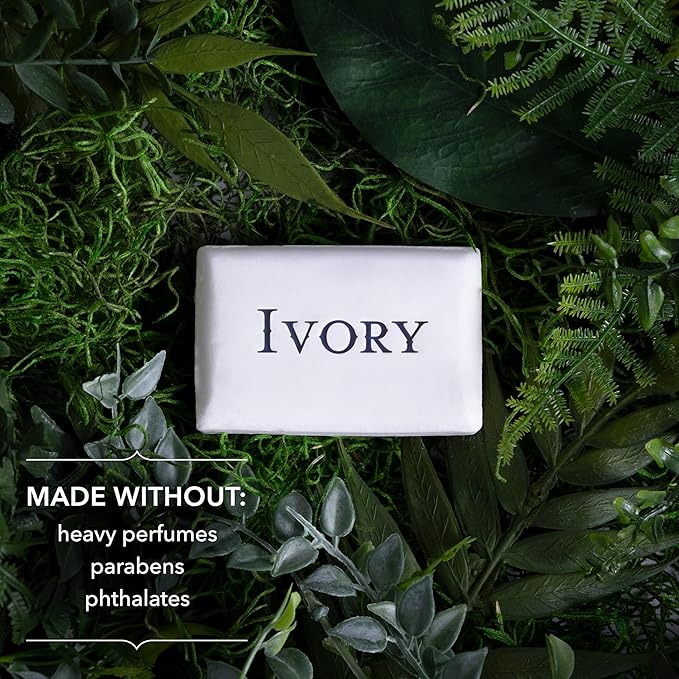 Ivory Sensitive Bar Soap, Designed for Whole Family, Fragrance Free, 99.44% Pure Formula, Plant-Based Cleanser, Made Without Heavy Perfume, Parabens, Phthalates, For All Skin Types, 3.17 oz (12 Count)