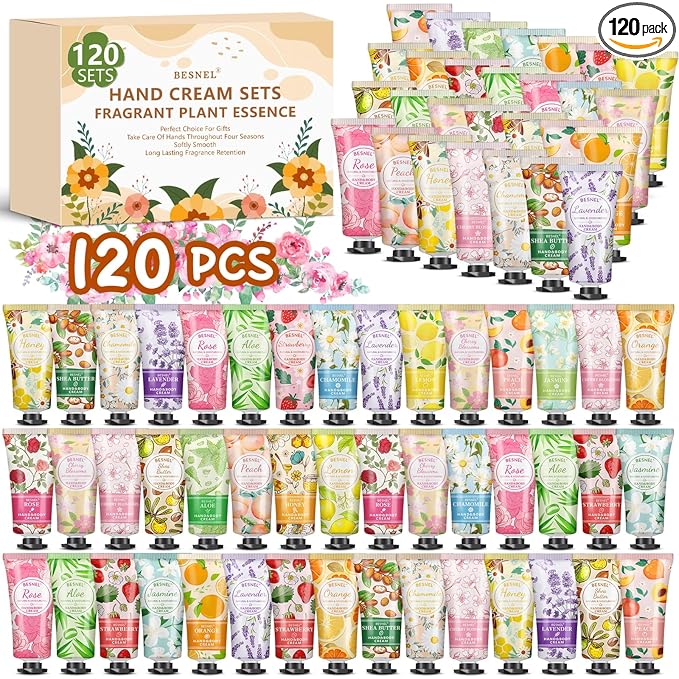 120 Pack Hand Cream Gift Set For Women,Teacher Appreciation Gifts,Mini Hand Lotion Travel Size in Bulk for Dry Cracked Hands,Graduation Gifts,Birthday Gift,Bridesmaid Gift,Party Favors