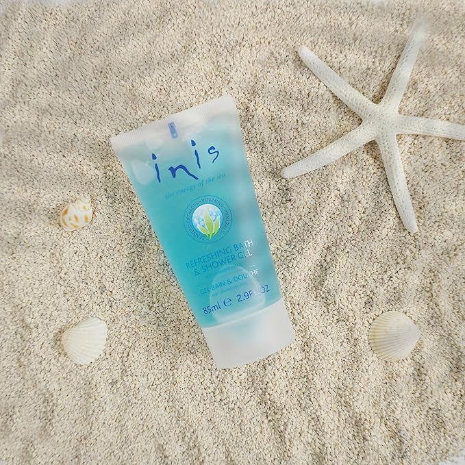 Inis the Energy of the Sea - Refreshing Bath and Shower Gel, Travel Size Body Wash for Women and Men, Mini Sulfate Free Body Wash with Seaweed and Sea Minerals, Clean Ocean Fresh Scent, 2.9 fl oz
