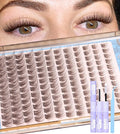 Mavphnee Brown Lash Clusters Kit Natural Eyelash Clusters Dark Brown Eyelash Extensions CC-Curly Pestañas Postizas Wispy Individual Lash Extensions Kit 8-16MM Brown Cluster Lashes 144PCS DIY Lash Kit
