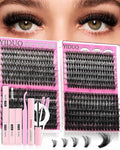 YIDUO Lash Extension Kit, 546PCS 40D+60D+80D+100D Lash Clusters 10-18mm, Wispy Individual Lashes with Bond and Seal, Remover, Tweezers & Brush, All-in-1 DIY Eyelash Extensions for Beginners