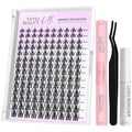 VEYESBEAUTY Lash Clusters Kit Eyelash Extensions Thin & Invisible Band Individual False Eyelashes Newbie's Five-Second Series Wispy Lash Tray for Self-application, Camellia Lashes 8-18mm Mixed Length
