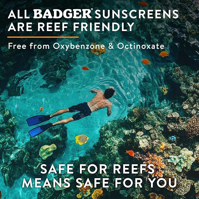 Badger Zinc Oxide Face Sunscreen SPF 30, Lightweight Mineral Sunscreen for Face, Matte Finish, No White Cast, Vegan, Water Resistant, Unscented, Mineral Sunblock Face Lotion, 1.7 fl oz