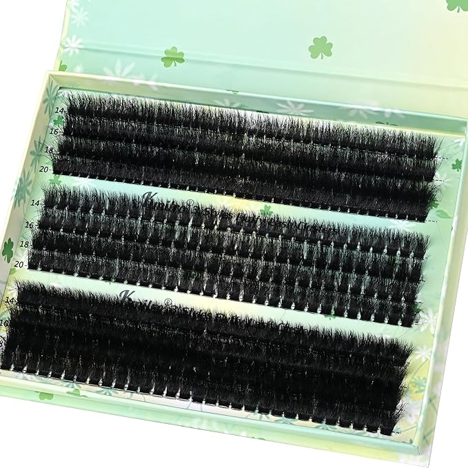 Thick Lash Clusters 14-20mm Fluffy Cluster Eyelash Extensions D Curl Volume Eyelash Clusters 480pcs Waterproof Wispy Individual Lashes Soft False Eyelashes DIY Lash Extension (200D+240D+300D)