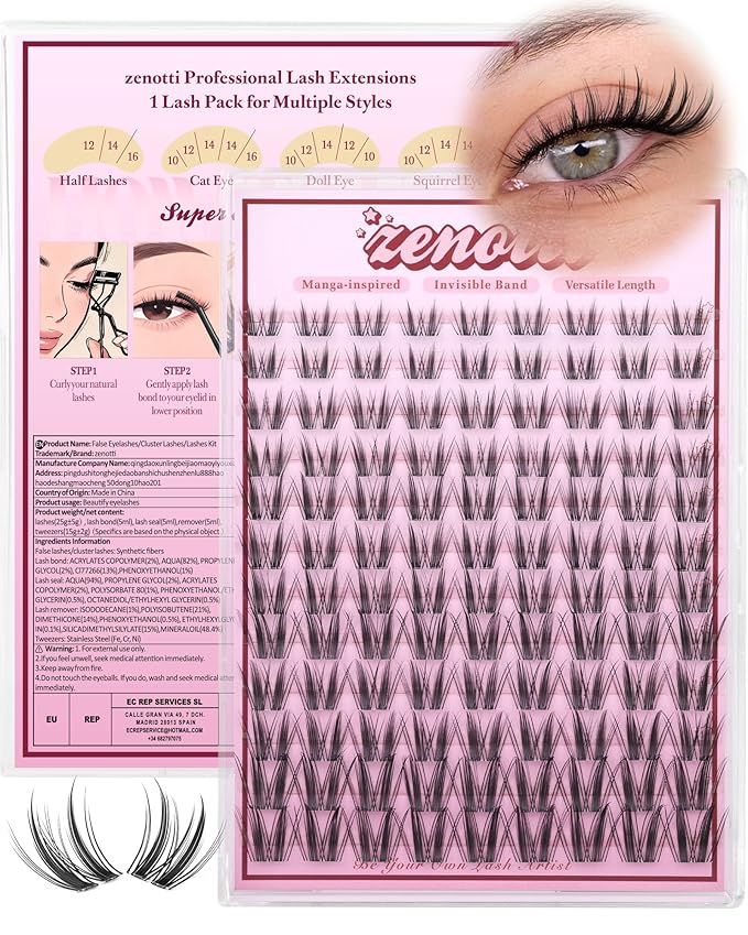 Natural Lash Clusters Manga Eyelash Clusters Wispy Cluster Eyelash Extension Bunny Anime Fairy Individual Lashes Invisible Band Cluster Lashes Freya DIY Lash Extensions C-Curly 8-16mm by zenotti