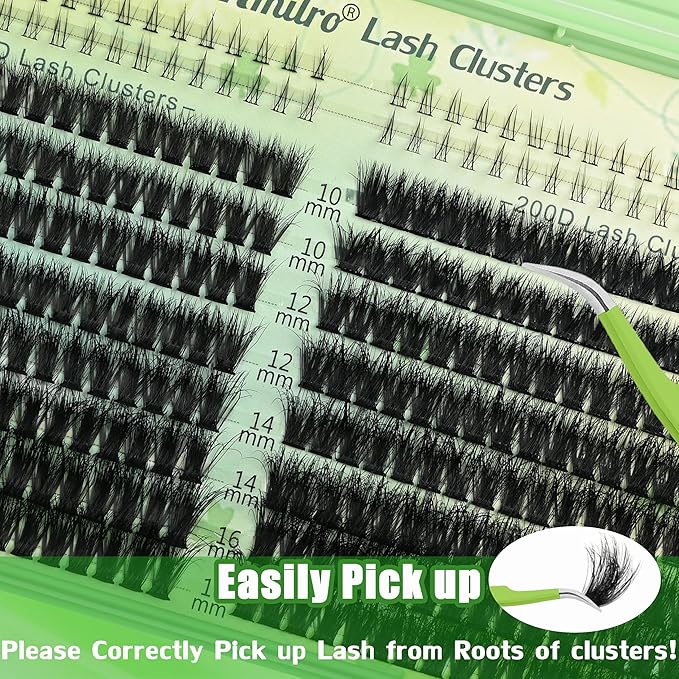 Lash Clusters with Bottom Lashes 10-16mm Volume Cluster Eyelash Extensions Wispy Individual Lashes with Lower Eyelash Clusters 316pcs 150D+200D Thick False Lashes DIY at Home