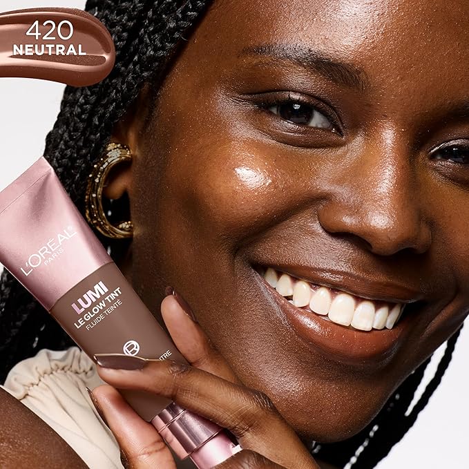 L'Oreal Paris Lumi Le Glow Skin Tint, Lightweight Water-Based Tinted Serum with Foundation-Like Coverage, Glow Illuminator, Neutral 420, 0.85 Fl Oz (Pack of 2)