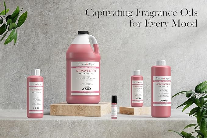 Aroma Depot 2 oz. Strawberry Fragrance Oil I Perfume I Skin Oil I Scented Oil. DIY Projects Such as Candles, Bath Bombs, Body Butters, Creams & Lotions. for Diffuser, Burners, or Warmers.