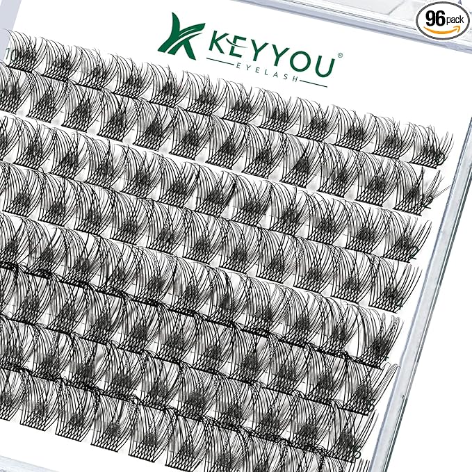 Lash Clusters,96 Pcs Cluster Lashes D Curl 8-18MIX DIY Lash Extensions Eyelash Clusters,KEYYOU Volume Wispy Individual Lashes Soft&Comfortable Easy DIY at Home(Y13,D-8-18MIX)