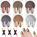 Chrome Nail Powder 6 Colors Metallic Chrome Powder for Nails Brown Bronze Gold Mirror Effect Rubbing Pigment Dust Fall Nail Art Glitter Set for Gel Polish Nail Art Design Manicure Decoration