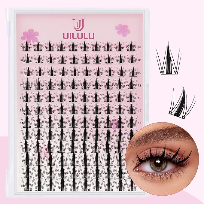 Uilulu Lash Clusters 10-16mm Natural Lashes Clusters D Curl False Eyelash Clusters DIY Eyelash Extensions Individual Cluster Lashes (U07 Lashes Only)