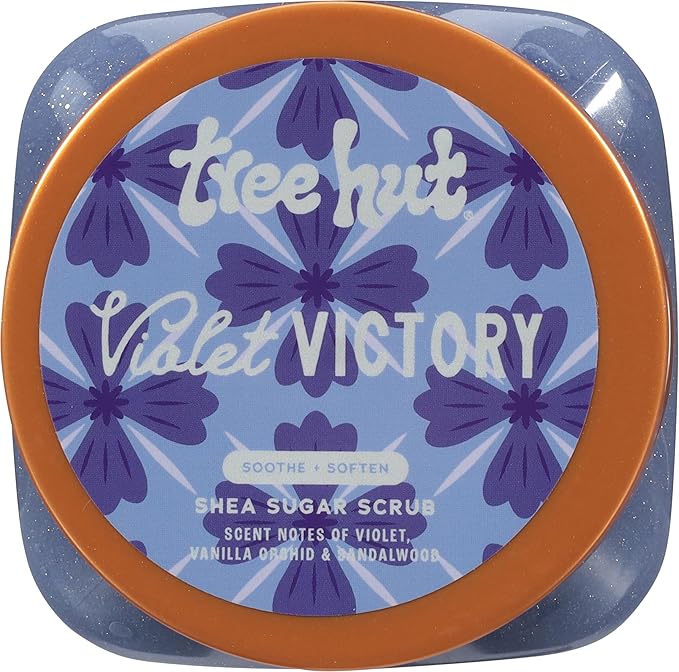 Tree Hut Violet Victory Body Scrub, Exfoliating & Hydrating Sugar Scrub with Shea Butter & Essential Oils, Smooth Skin, Body Exfoliator For All Skin Types, Self Care Gifts for Women, Vegan, 18 Oz