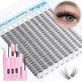 Natural Lash Extension Kit Cluster Lashes Kit Cluster Eyelash Extension Kit 220Pcs C-curly DIY Eyelash Extension Kit Short 10-14MM Individual Lashes Kit with Lash Remover by Newcally