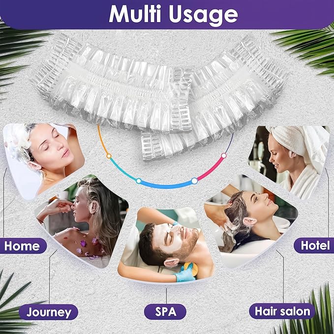 200 Pcs Ear Covers for Shower – 1.97x0.7" Disposable Ear Covers for Hair Dye, Stretchable up to 4.6" – Splash-Resistant, Lightweight Plastic, Comfortable to Wear | Suitable for Home, Spa, and Travel
