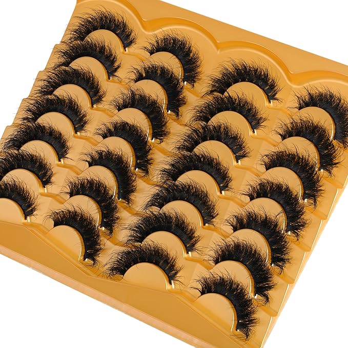 Lashes 17MM False Eyelashes Volume Faux Mink Lashes 14 Pairs Pack Dramatic Fake Eyelashes Wispy Cat-Eye Look Waterproof Strip Lashes That Look Like Extension, by TIMELABS Lashes 14Pairs