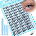 Wispy Lash Clusters Kit 10-12MM Natural Cluster Eyelash Extensions 192PCS DIY Lash for Everyday Wear, with Invisible Clear Band & Lifted CC Curl | Includes Lash Bond and Seal Glue & Precision Tweezers