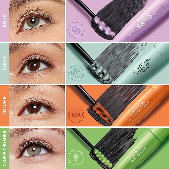 COVERGIRL Lash Blast Bond Volume Mascara - 805 - Black, Bonding Complex to Condition & Nourish Lashes, Smudge-Proof, Clump-Free, Volumizing, Vegan Formula