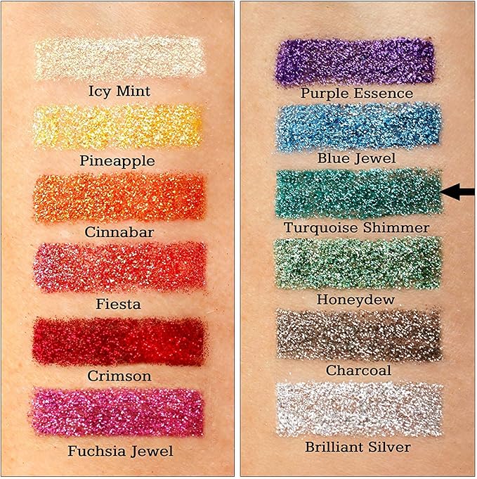 Glitties - Turquoise Shimmer - Cosmetic Grade Extra Fine (.006") Loose Glitter Powder Safe for Skin! Perfect for Makeup, Body Tattoos, Face, Hair, Lips, Soap, Lotion, Nail Art - (30 Gram Jar)