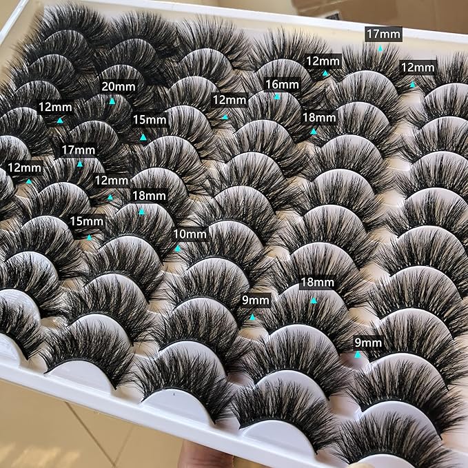 False Eyelashes 30 Pairs 20MM Dramatic Lashes Pack Faux Mink 6 Styles Mixed 5D Volume Thick Fake Eyelashes Wholesale Soft Makeup Eye Lashes Bulk