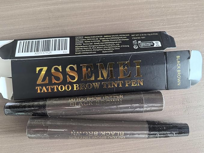 Waterproof Eyebrow Pen for Women - Microblading Tattoo Eye Brow Pencil, Long Lasting All Day, Creates Natural Looking (Black Brown - 2 PCS)