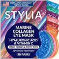 Stylia Collagen & Vitamin C Under Eye Patches for Puffy Eyes & Dark Circles - Depuffing, Hydrating & Firming Under Eye Mask with Hyaluronic Acid - Stocking Stuffers for Teen Girls, Vegan (30 Pairs)
