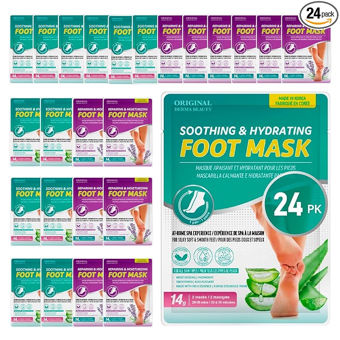 Innerest Original Derma Beauty 24 pairs Moisturizing Foot Mask Foot Spa Foot care (Aloe & Lavender)