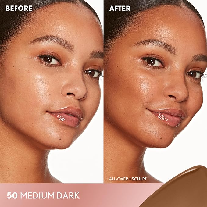 COVERGIRL TruBlend Sun & Sculpt Bronzing Glow Serum, Buildable, Radiant Glow, Wand and Pump Applicator - 50 Medium Dark