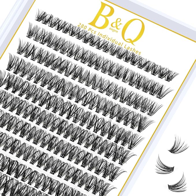 B&Q Lash Clusters 280PCS Natural Eyelash Clusters 40D D 14mm Individual Lash Wispy Eyelash Extension with Soft Thin Band Classic Look Pestañas Postizas Comfortable DIY at Home(40D-D-14mm)