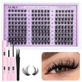 ALICE Wispy Lash Clusters Kit Natural Fluffy Lash Extension Kit Cluster Eyelash Extension Kit 162pcs C Curl 10-18mm Eyelash Clusters with Lash Glue Bond and Seal Lash Tweezers