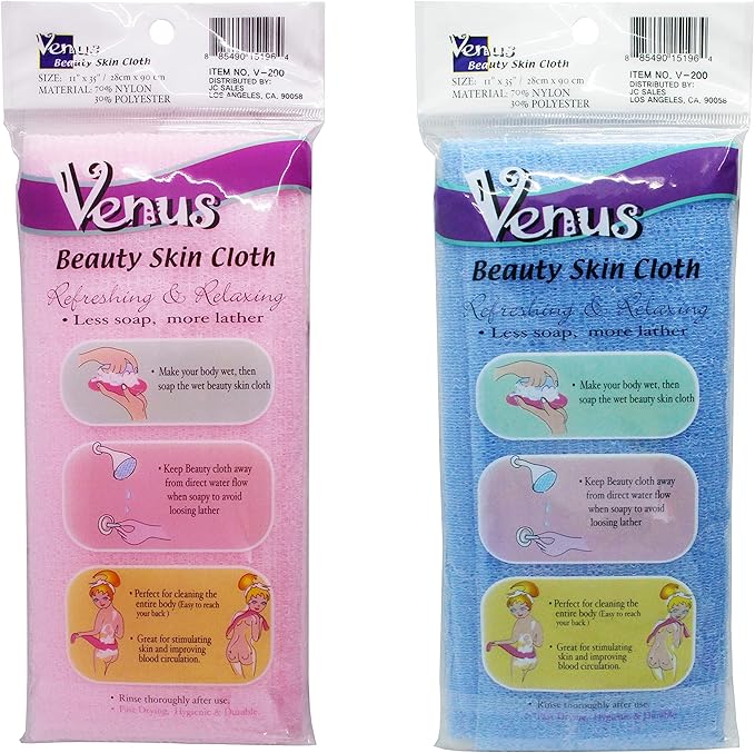 Bath Shower Exfoliating Towel Cloth Nylon Mesh Korean Loofah Scrub Washcloth Back Scrubber, Assorted Colors (8 Pack)