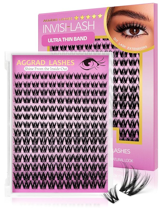 Flora Lash Clusters Kit Short 8-14mm Wispy Eyelashes Cluster Extension Kit Individual DIY False Lash Extension Spiky Cat Eye Lashes Fake Eyelashes Clusters with 0.03mm Ultra-Thin Wide Band