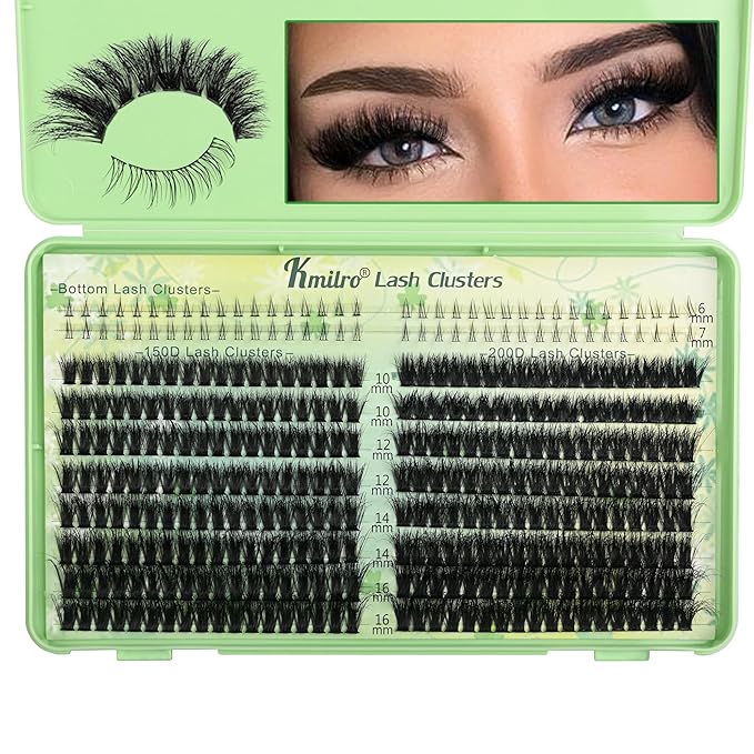 Lash Clusters with Bottom Lashes 10-16mm Volume Cluster Eyelash Extensions Wispy Individual Lashes with Lower Eyelash Clusters 316pcs 150D+200D Thick False Lashes DIY at Home
