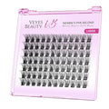 VEYESBEAUTY Lash Clusters Individual Eyelash Extensions Thin & Invisible Band DIY False Eyelashes for Self-application Newbie's Five-Second Series Wispy Lash Tray, Bomb 14mm Single Length