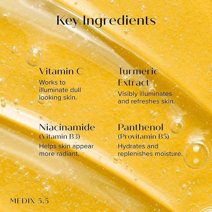 MEDIX 5.5 Radiant Glow Vitamin C Body Wash W/ Niacinamide | Citrus Scented Gentle Body & Face Cleanser For Women, Men, Dry Skin, & Smoother-Looking Skin | Removes Dirt, Oil, & Impurities, 15 Fl Oz