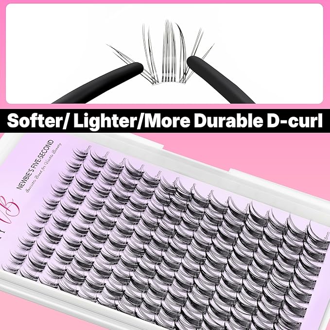 VEYESBEAUTY Manga Lash Clusters Eyelash Extensions Thin & Invisible Band DIY Individual False Eyelashes Newbie's Five-Second Series Wispy Lash Tray for Self-application, Lashes 8-18mm Mixed Length