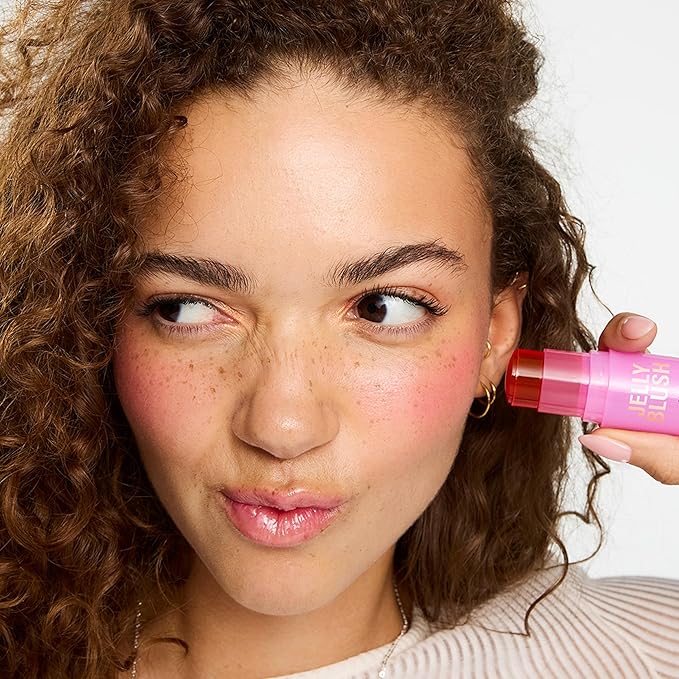Revolution, Jelly Blush Stick Lip & Cheek Stain, Sheer, Buildable Coverage with Hydrating Hyaluronic Acid & Aloe for Multi-Use Glow, Vegan & Cruelty-Free, Strawberry Red