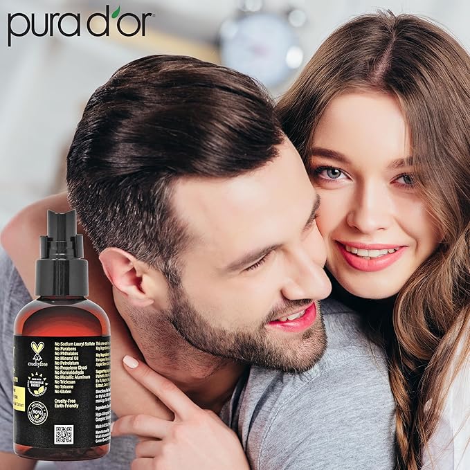 PURA D'OR Advanced Hair & Scalp Serum 3.38 oz – For Hair Thinning with Copper Tri-Peptide, Caffeine, Botanical Extract Blend, Fuller Appearance Strands – Vegan, Cruelty-Free Formula for Men & Women