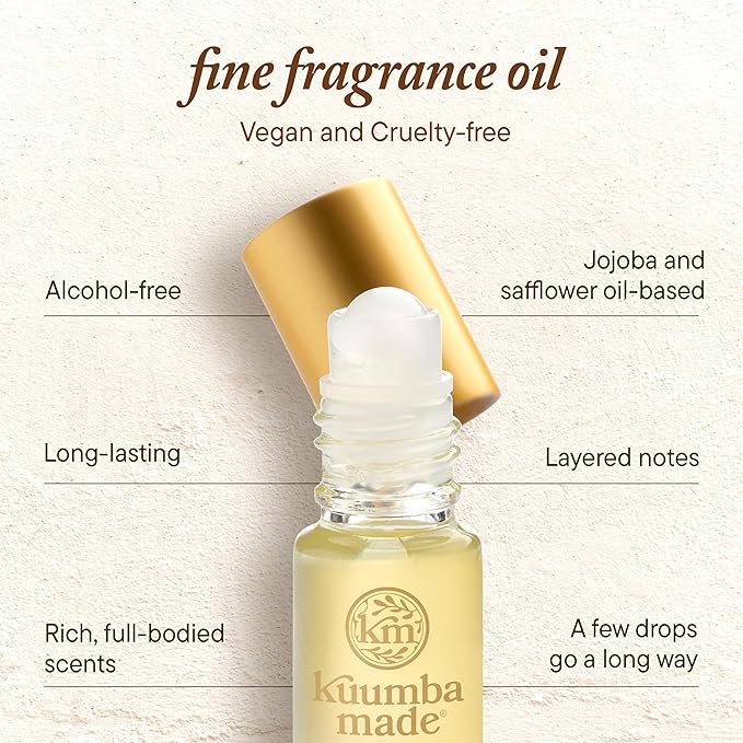Kuumba Made Vanilla Bean Fragrance Oil, Long-Lasting Scented Oil Perfume Roller, Vegan, Alcohol-Free, 0.15 Fl Oz