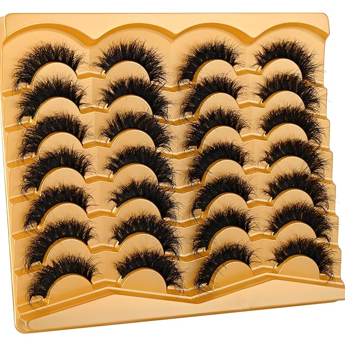 Lashes 17MM False Eyelashes Volume Faux Mink Lashes 14 Pairs Pack Dramatic Fake Eyelashes Wispy Cat-Eye Look Waterproof Strip Lashes That Look Like Extension, by TIMELABS Lashes 14Pairs